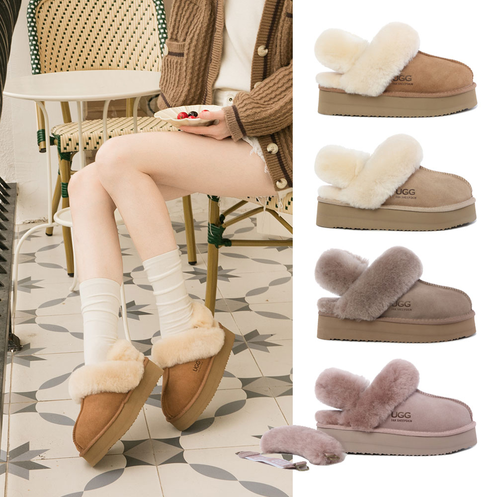 [무료배송] 호주정품 디케이 어그 바나 탈부착 퍼밴딩 슬리퍼 (굽4cm) DK UGG DK111F