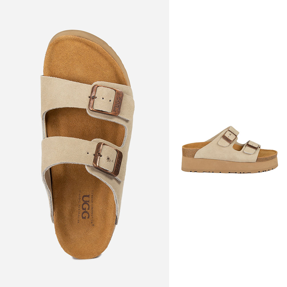 [무료배송] 호주정품 오즈웨어 어그 빅토리아 소가죽 스웨이드 플랫폼 슬리퍼 OZWEAR UGG OB756P