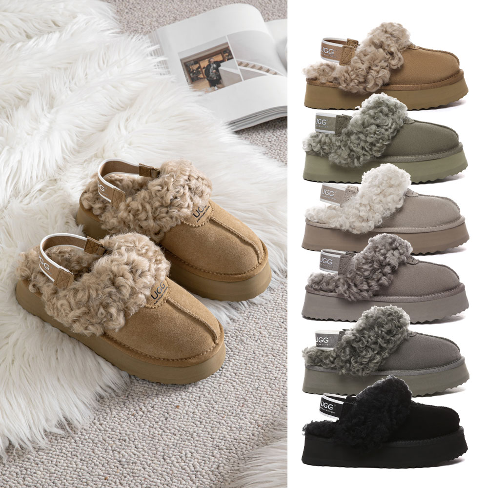 [무료배송] 호주정품 에버어그 와플 컬리 플랫폼 밴딩 탈부착 슬리퍼 AS UGG AS2074